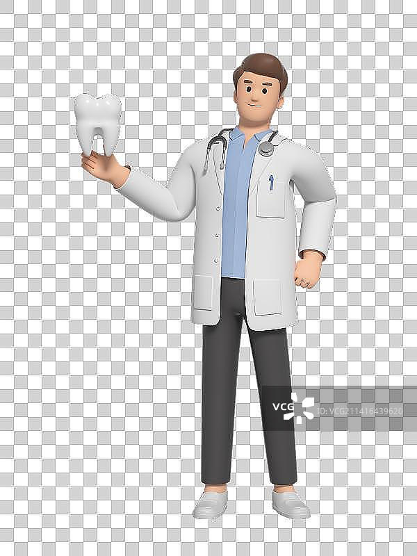 讲解牙齿知识的3D卡通医生图片素材