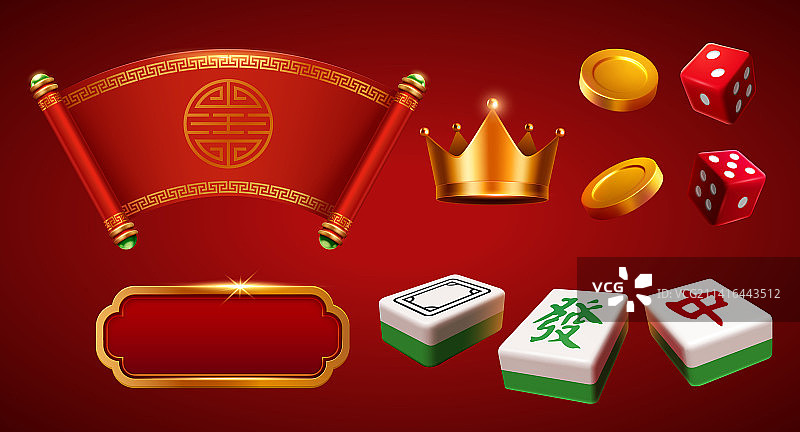 三维线上麻将游戏素材组合图片素材