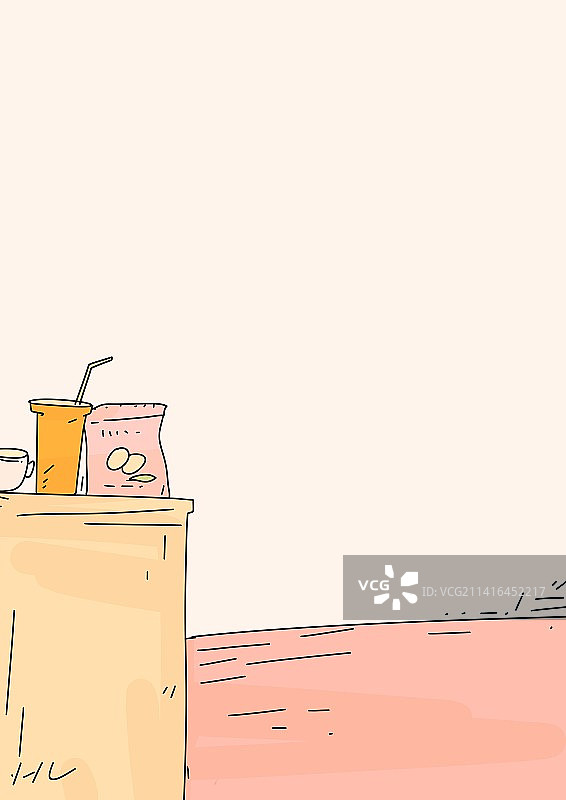 漫画可爱描边手绘背景风景插画图片素材