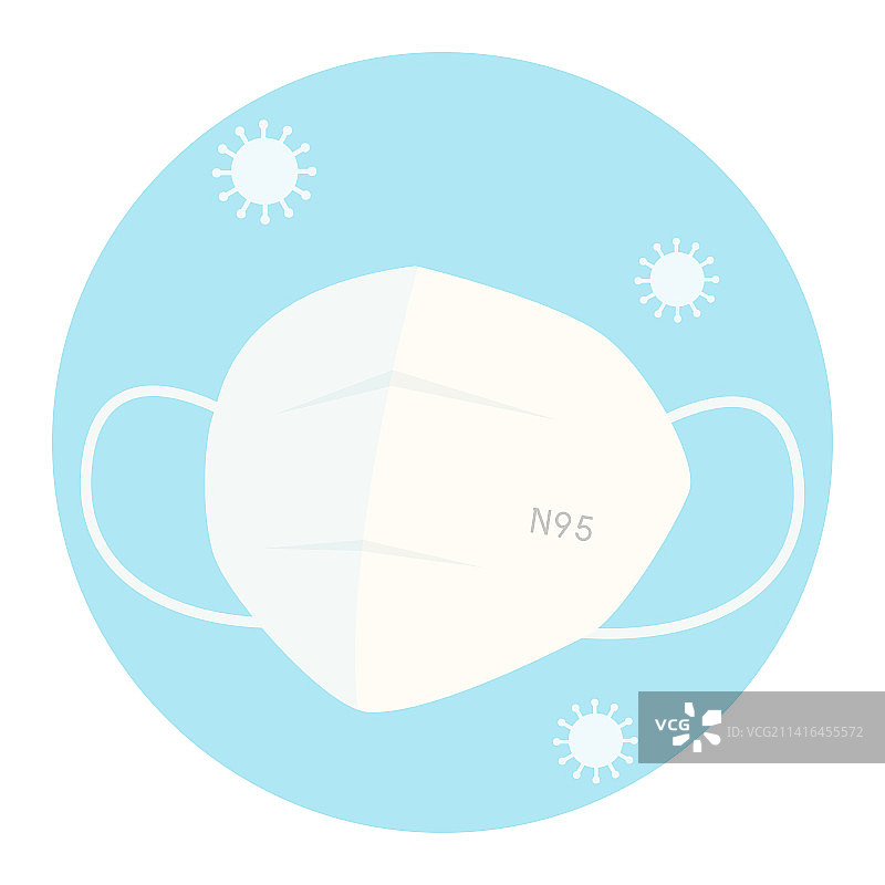 N95防病毒口罩扁平插画图片素材