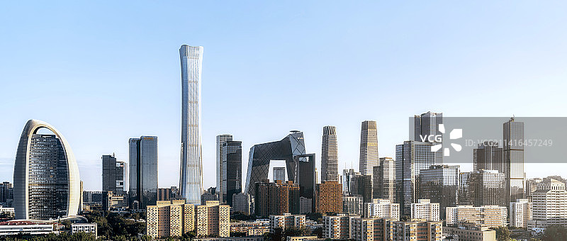 中国北京CBD建筑群晴天风光图片素材