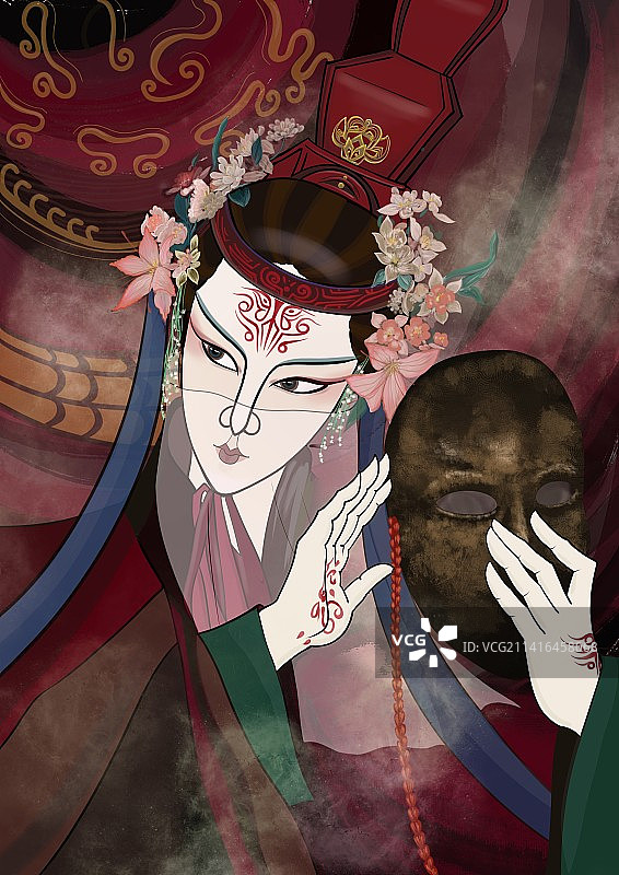 古风插画花魁图片素材