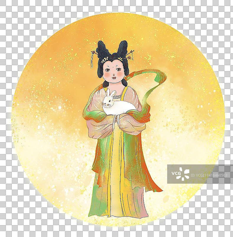 满月里 抱着玉兔的婵娥图片素材