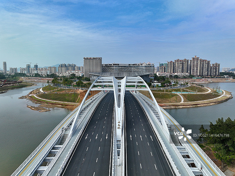 广东省惠州市惠阳区半岛桥体育公园三太子宫航拍图片素材