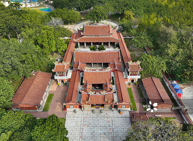广东省惠州市惠阳区半岛桥体育公园三太子宫航拍图片素材