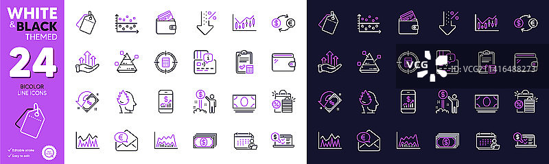 移动金融会计清单和卡片线条图片素材