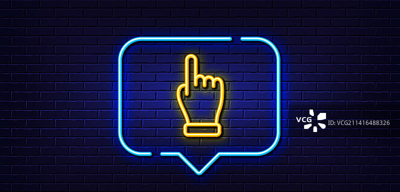 点击手部线条图标单指手掌标志霓虹灯图片素材