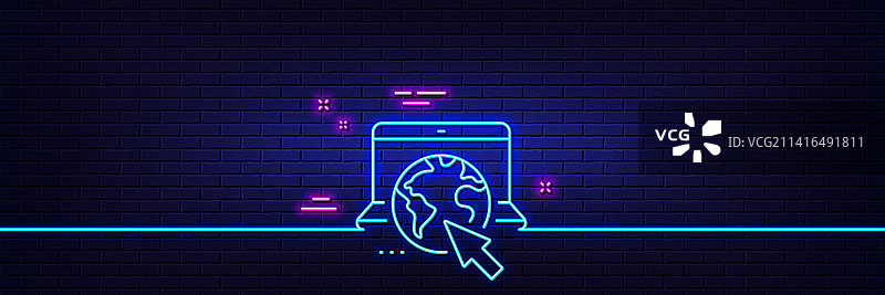 互联网线性图标：在线网络服务霓虹灯标志图片素材