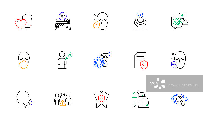 压力与咳嗽线性图标图片素材