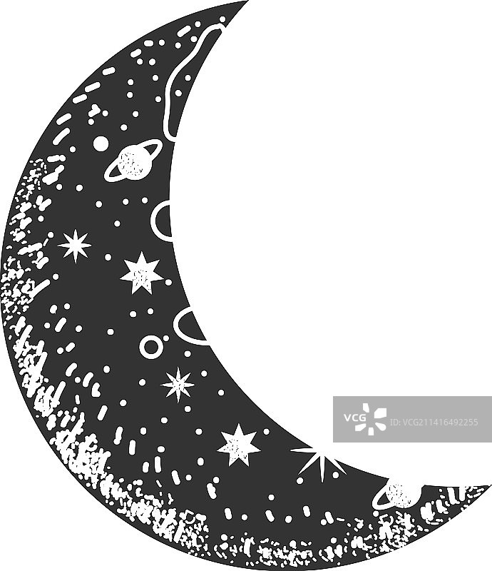 超现实新月占星插画图片素材