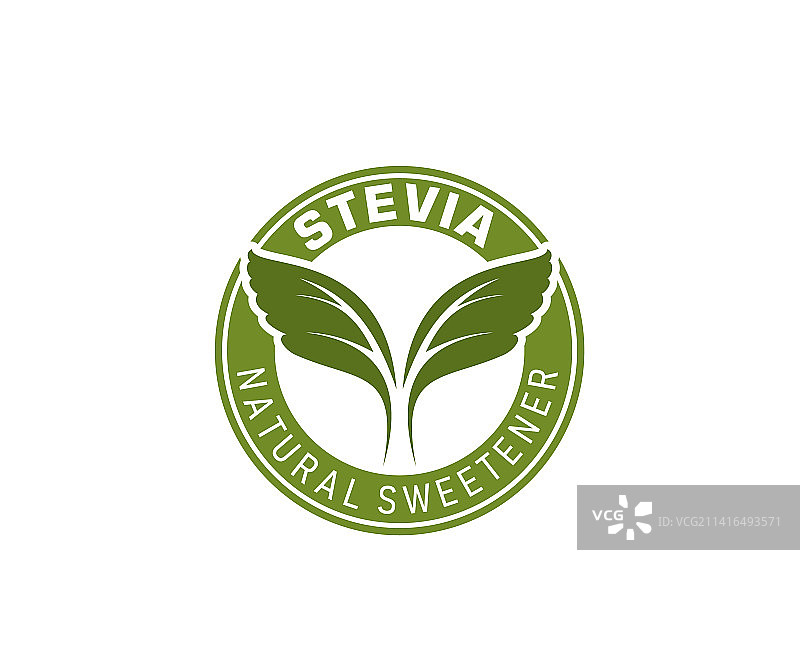 甜叶菊甜味剂叶圆形图标或标签图片素材