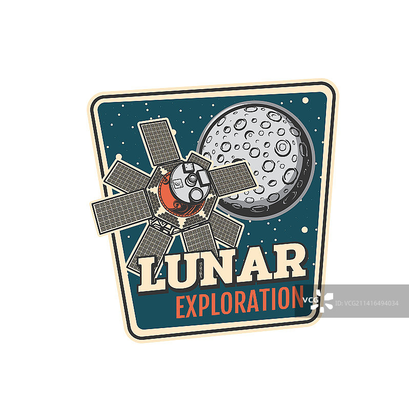 月球探测图标：太空卫星与月亮图片素材