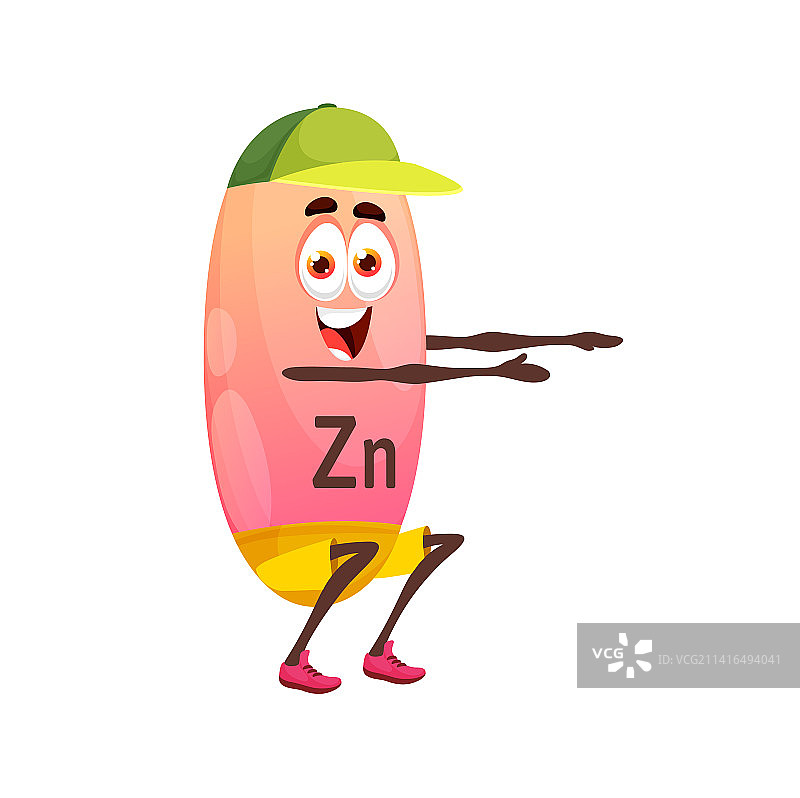 卡通人物：做深蹲的锌元素图片素材