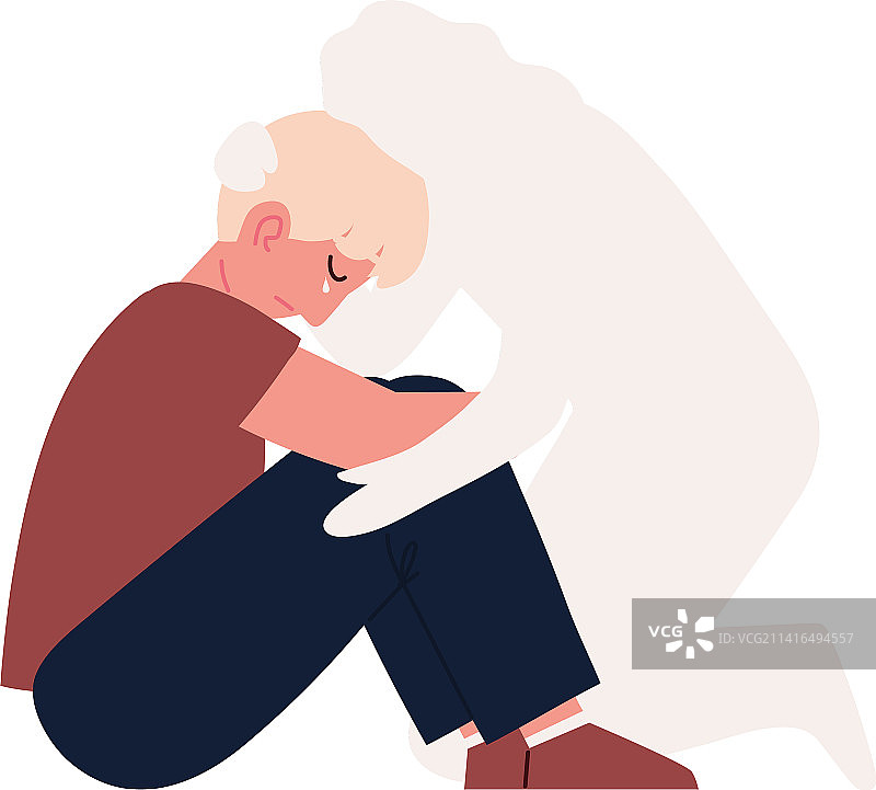 悲伤的男人：人类的失去与死亡图片素材