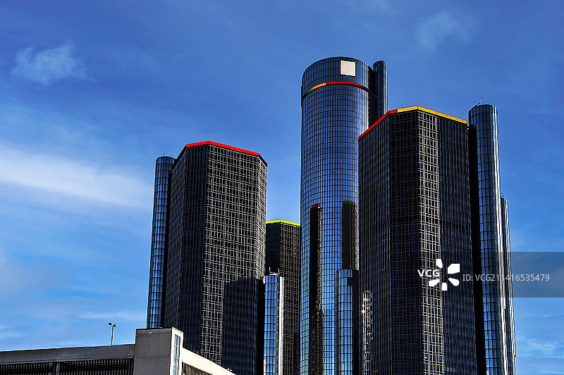 复兴大厦群落之影—底特律地标建筑图片素材