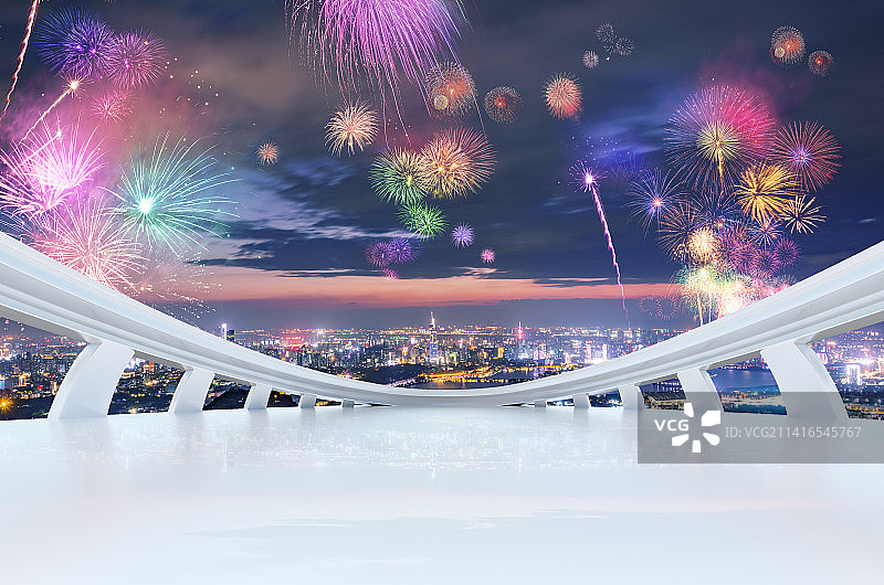 璀璨焰火背景的平台图片素材