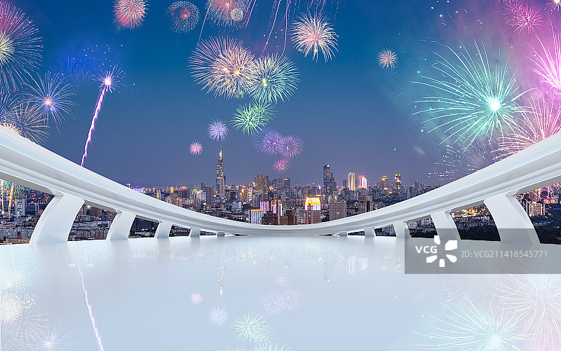 璀璨焰火背景的平台图片素材