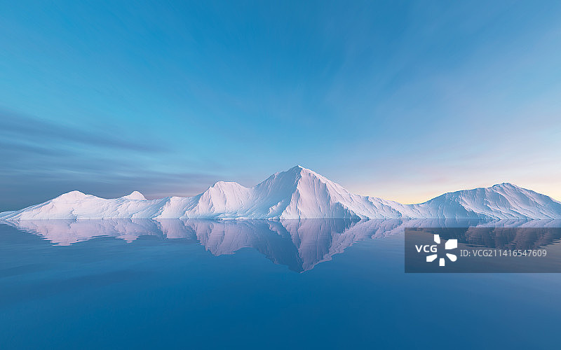 日出黎明天空雪山水面倒影图片素材