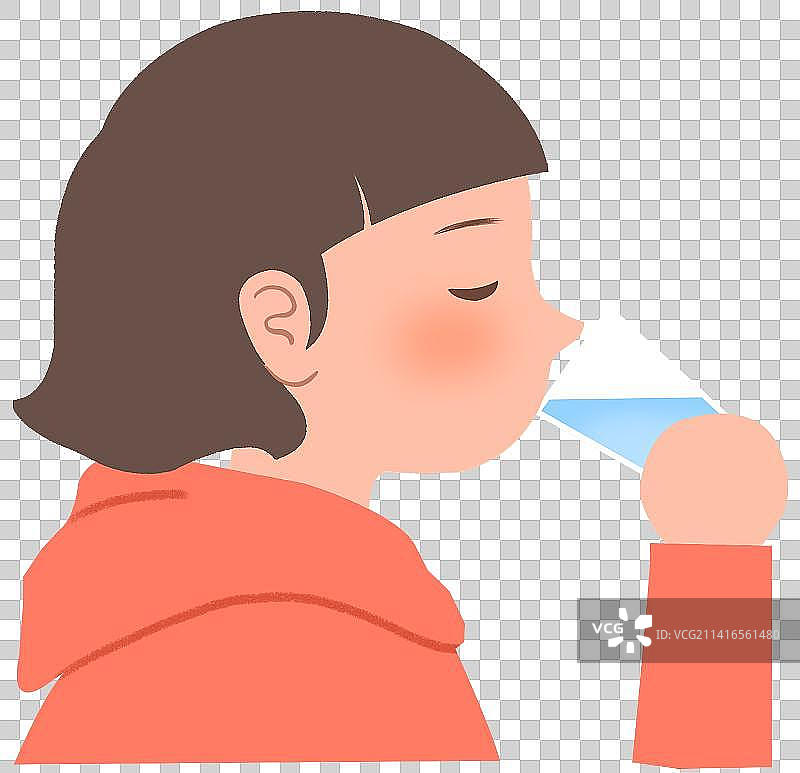 喝水的女孩图片素材
