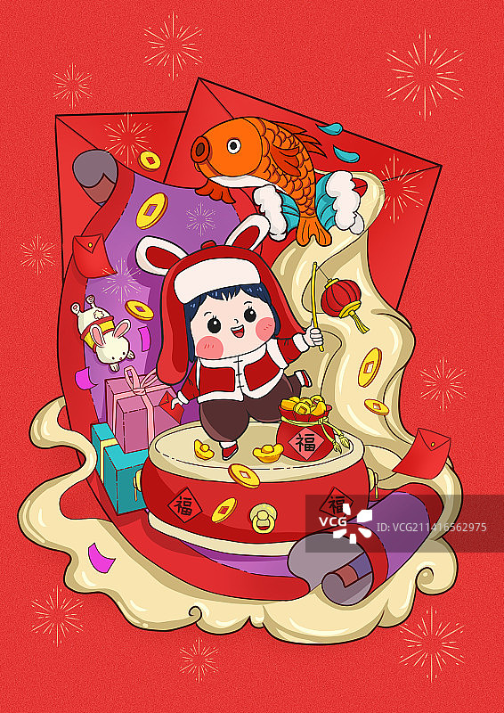 兔年线性插画图片素材