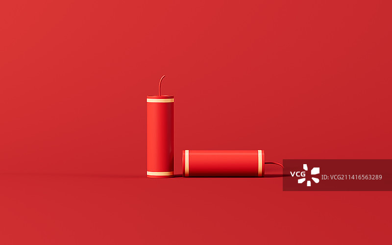 红色卡通鞭炮模型3D渲染图片素材