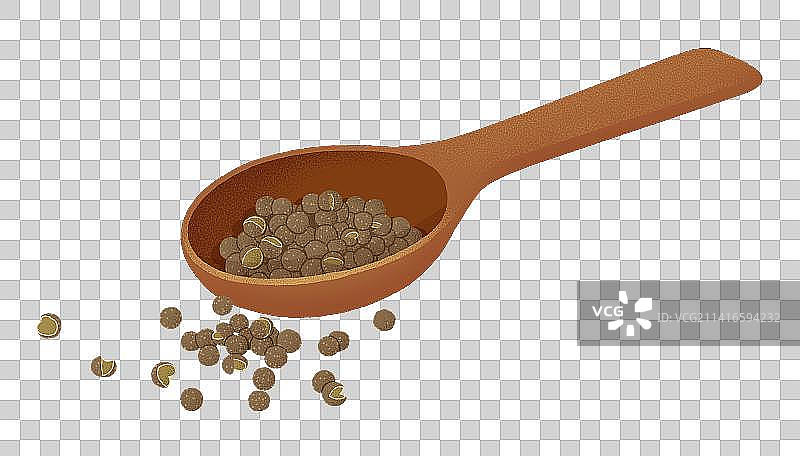 木勺里的花椒插画图片素材