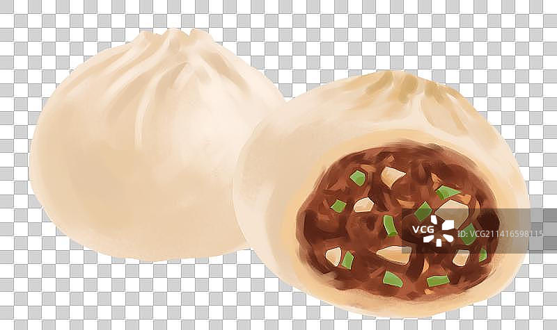 鲜肉包传统面点面食食物食材小吃早餐早点美味元素插画图片素材