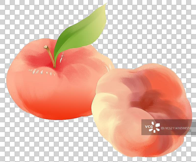 水蜜桃桃子蟠桃水果食品食物长寿果营养美味插画图片素材