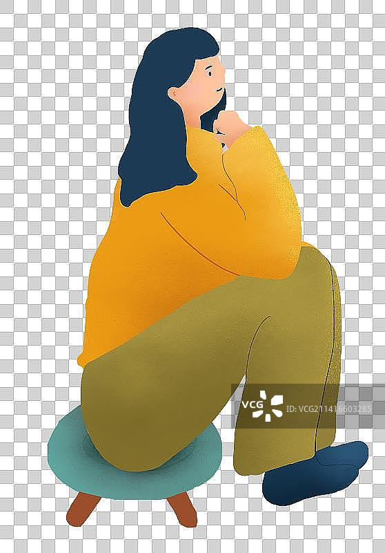 坐着的女孩图片素材