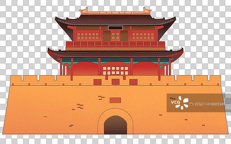 古城楼古城楼古代建筑老建筑荆州古城历史文化遗迹元素插画图片素材