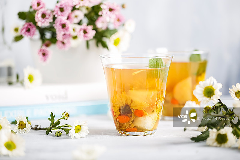 养生茶饮果味菊花茶图片素材