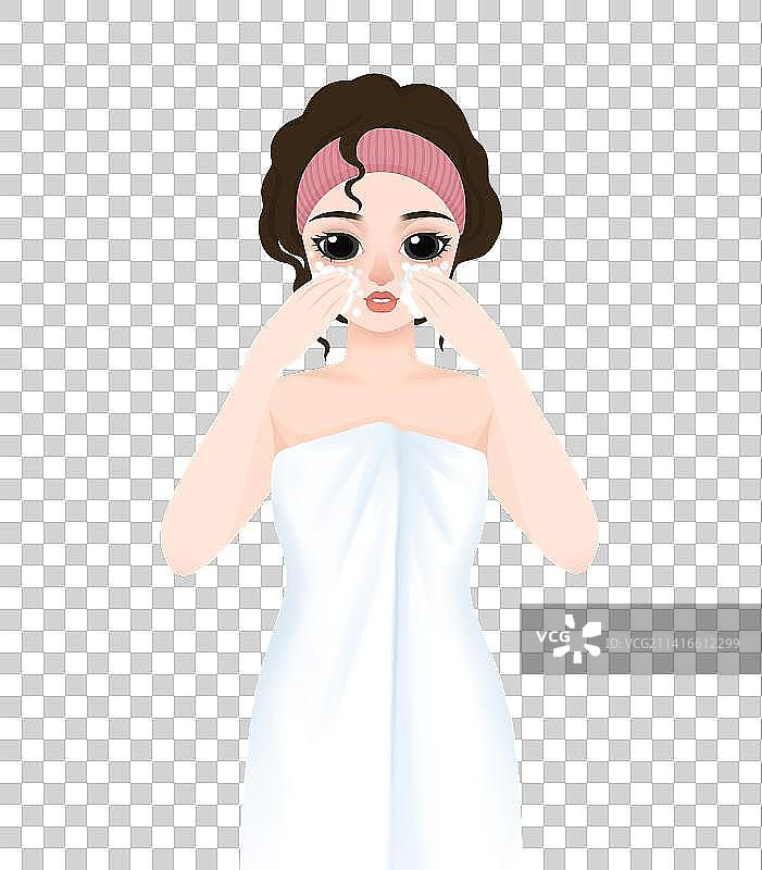 卡通洗脸护肤的人图片素材