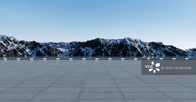 广场和雪山图片素材