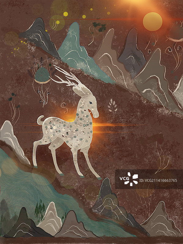 敦煌壁画之九色鹿图片素材