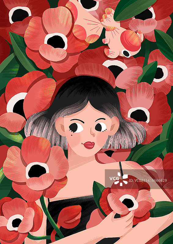 花朵女孩艺术图片素材