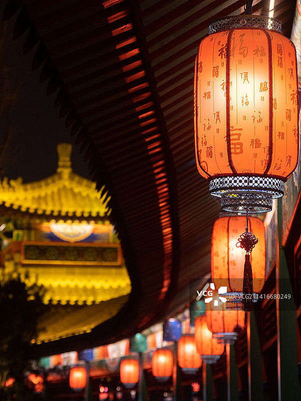 元宵节春节过年长廊灯笼图片素材