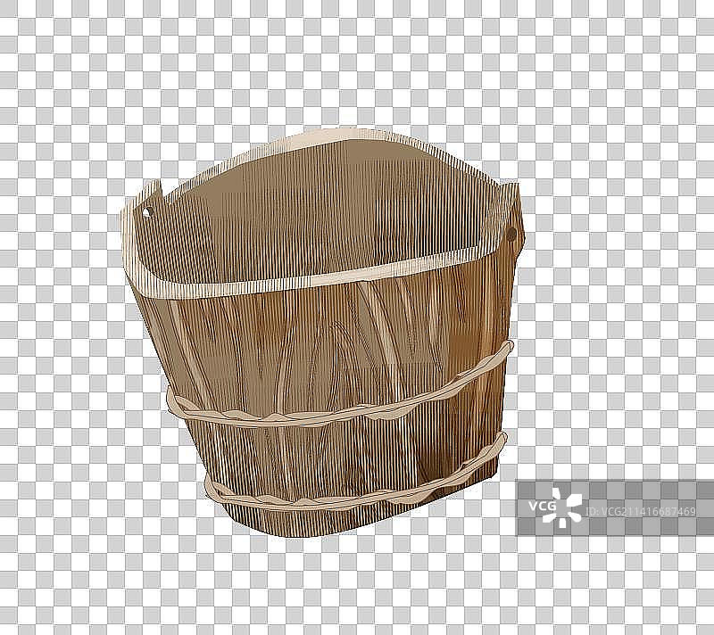 棕色的木桶插画元素图片素材