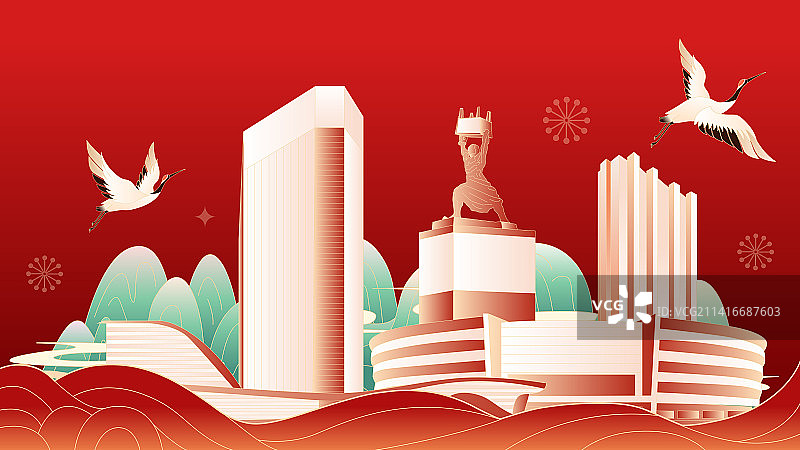 宿迁国潮风新年插画图片素材