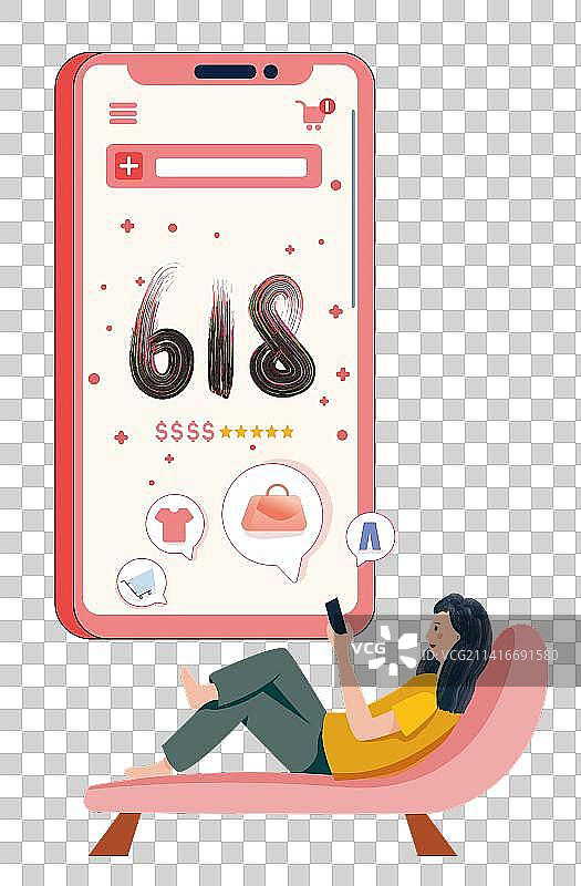 躺沙发上拿手机购物的女人图片素材