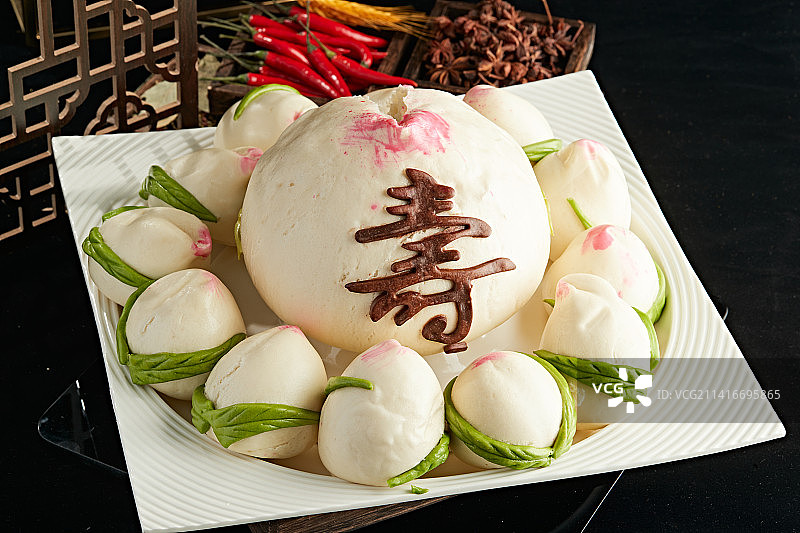 蒸贺寿寿桃大花馍图片素材