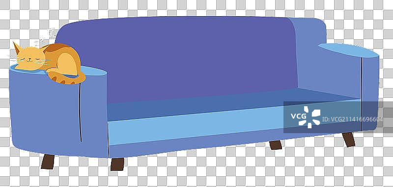 沙发上酣睡的猫矢量元素图片素材