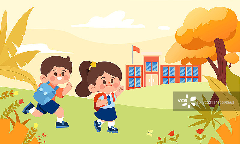 幼儿园开学入学矢量插画图片素材