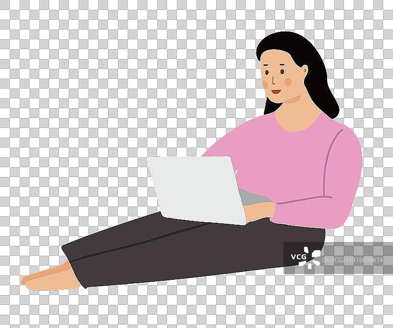 拿笔记本电脑工作的女人图片素材