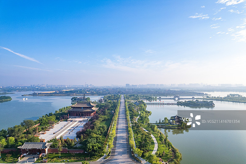 河南商丘古城高视角航拍风光图片素材