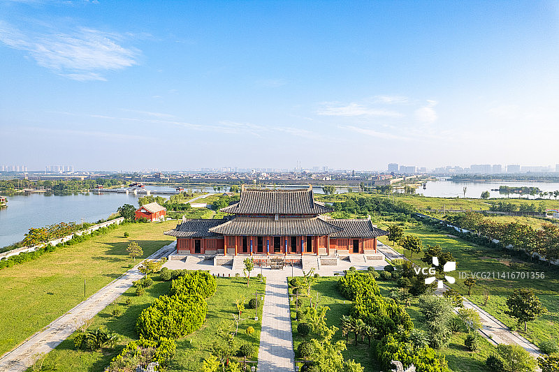 河南商丘古城应天书院高视角航拍风光图片素材