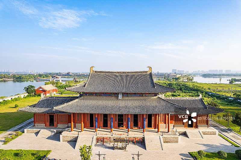 河南商丘古城应天书院高视角航拍风光图片素材