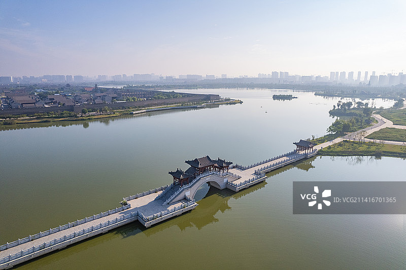 河南商丘古城高视角航拍风光图片素材