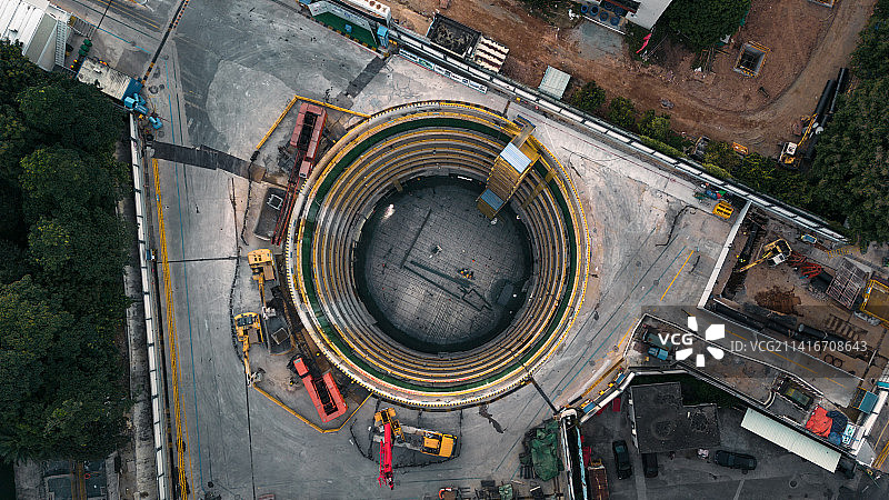 傍晚的城市建筑工地航拍图图片素材
