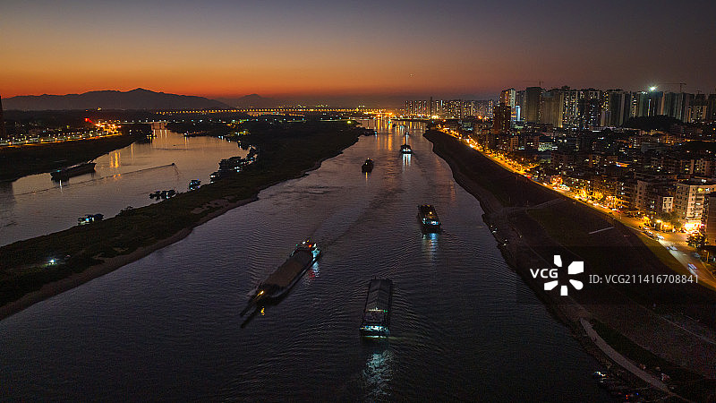 广东佛山三水，北江黄昏图片素材