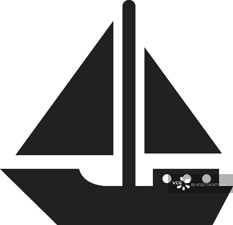 黑色帆船图标，航海旅行标志图片素材
